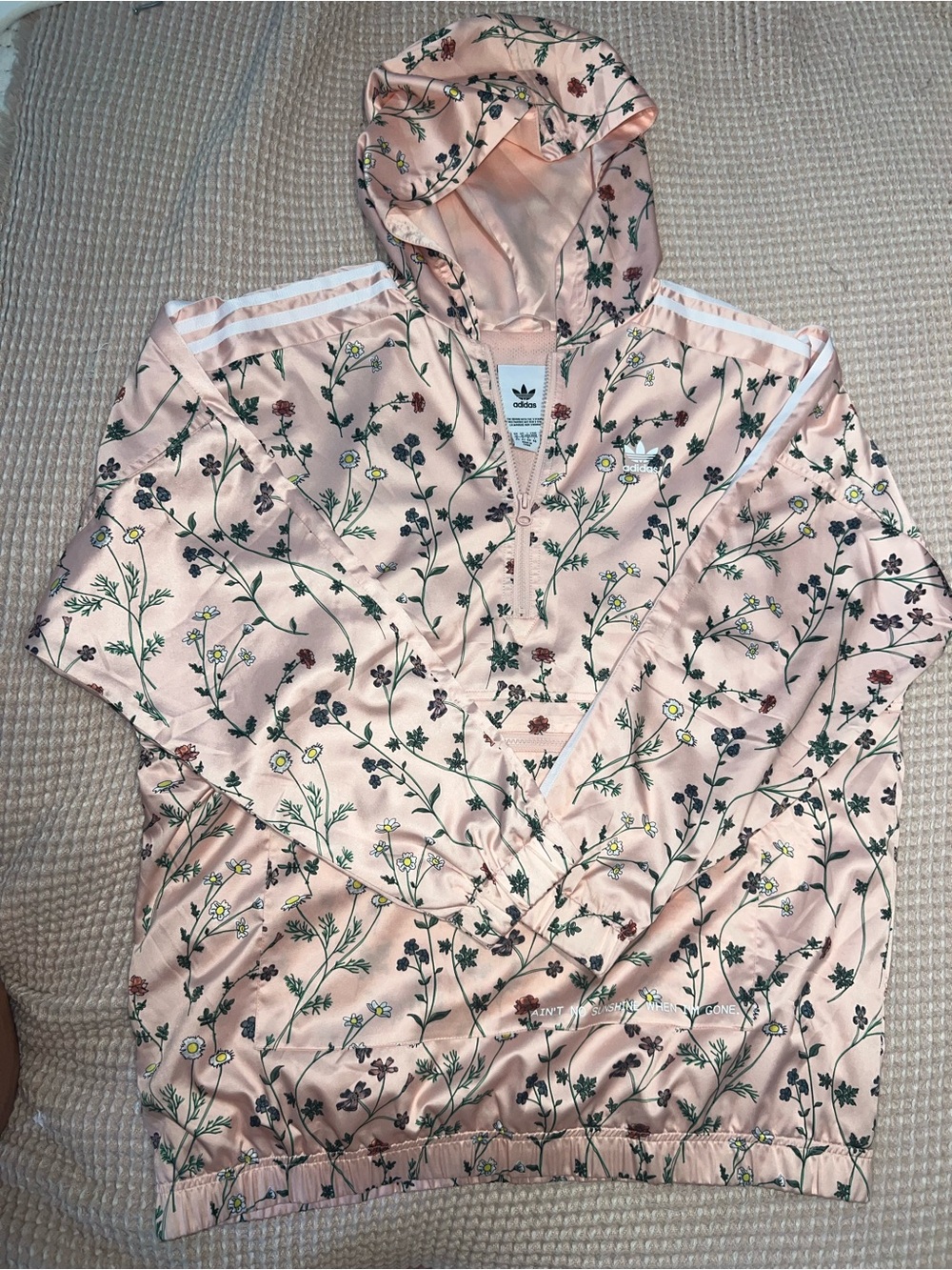 Adidas Originals DN9090 Floral Oversized Anorak Windbreaker Hoodie M - Picture 6 of 9